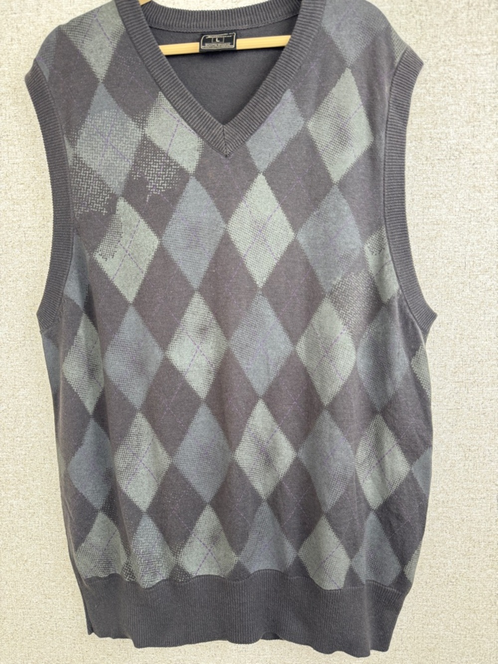 Irreverent Y2K Charcoal Gray Argyle Sweater Vest Men’s L